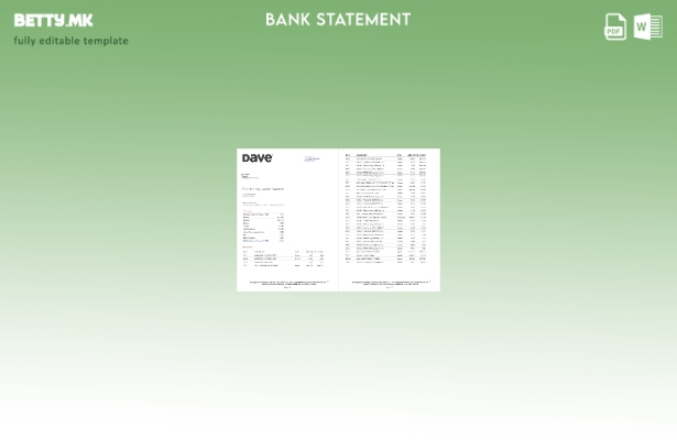 Модерен стил на САД Дејв извод од банкарска сметка шаблон страници збор